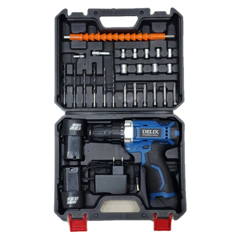 مجموعه 47 عددی دریل پیچ گوشتی شارژی دلیکس مدل BSH18V - نمای 2