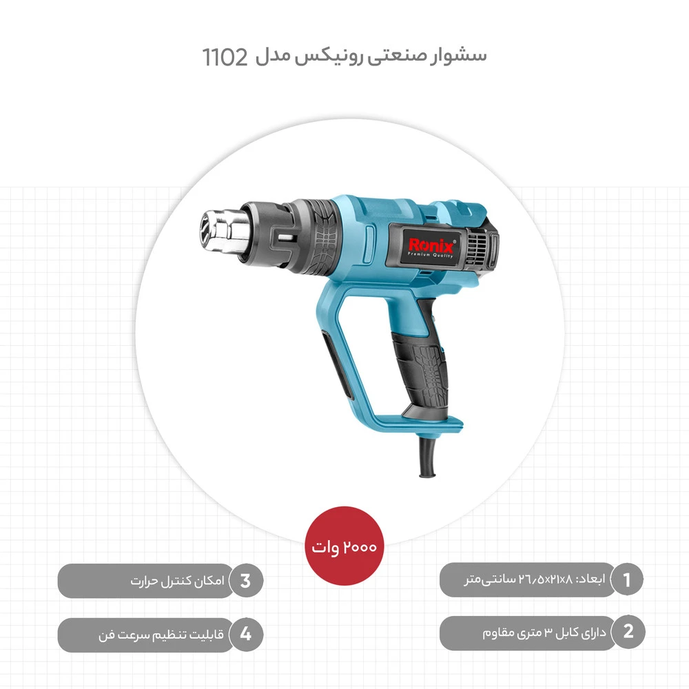 سشوار صنعتی رونیکس مدل 1102 - نمای 3