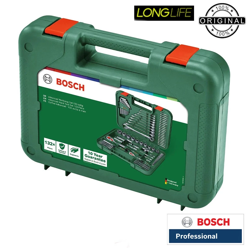 جعبه بکس و آچار و سرپیچ گوشتی بوش مدل حرفه ای BO132 - P مجموعه 132 عددی - نمای 4