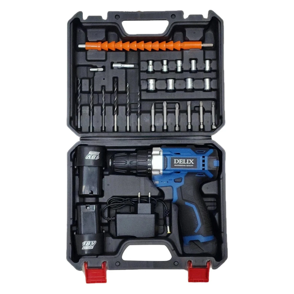 مجموعه 47 عددی دریل پیچ گوشتی شارژی دلیکس مدل BSH18V - نمای 3