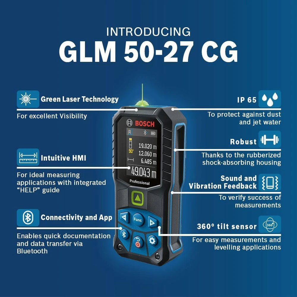 متر لیزری بوش مدل نور سبز GLM50-27 CG - نمای 3