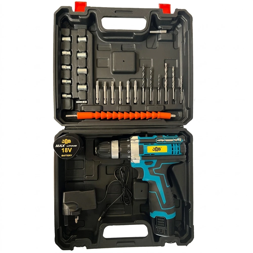 دریل پیچ گوشتی شارژی ۱۰ میلیمتری ۱۲۸ ولت جاب مدل JB-128 Industrial new مجموعه ۳۵ عددی